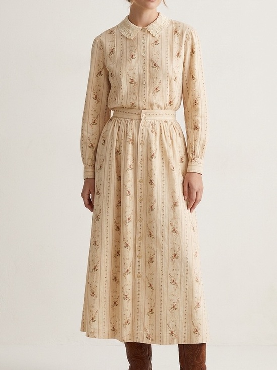 Ralph Lauren Dresses & Skirts - Ralph Lauren Country Vintage Prairie 2pc Set Button Down Shirt Ankle Skirt Sz 4